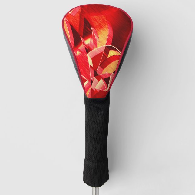 Scratched red ribbons simulating movement golf head cover (Front)