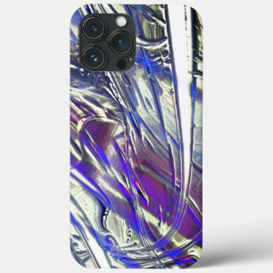 Scratched traces on silver texture under blue fume iPhone 13 pro max case