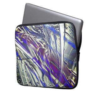 Scratched traces on silver texture under blue fume laptop sleeve