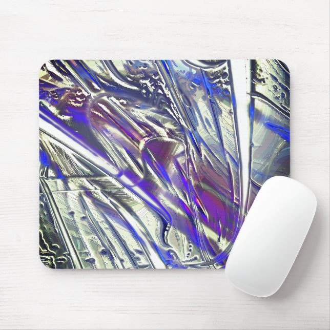 Scratched traces on silver texture under blue fume mouse mat (With Mouse)