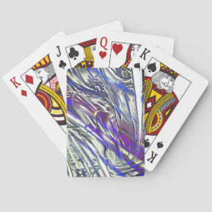 Scratched traces on silver texture under blue fume playing cards