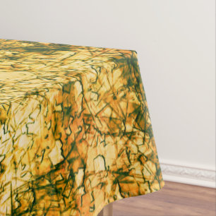 Scratches on a lightly spotted ochre yellow image tablecloth