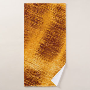Scratches on a metallic gold background. abstract, bath towel