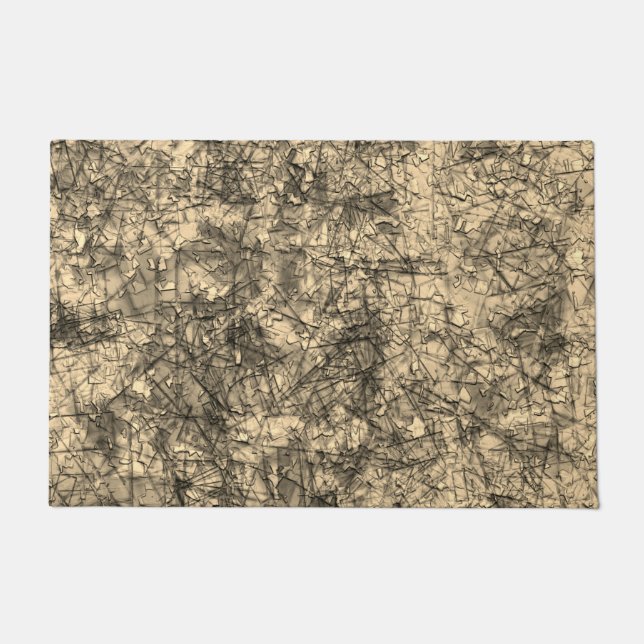 Scratches on scratches on a lightly spotted khaki doormat (Front)