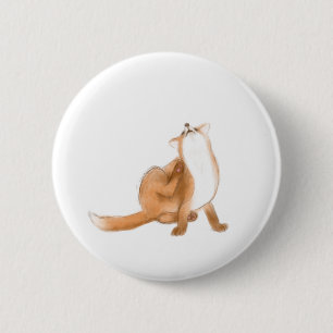 Scratching fox 6 cm round badge