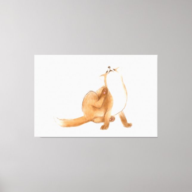 Scratching fox canvas print (Front)