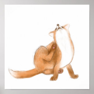 Scratching fox poster