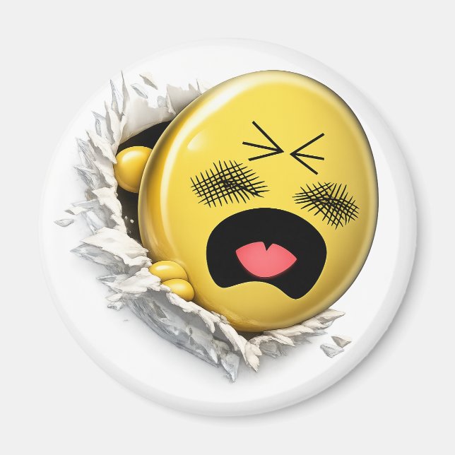 Scratchy 3D Emoji Round Magnet (Front)