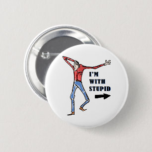 Scrawny, dumb-looking jackass 6 cm round badge