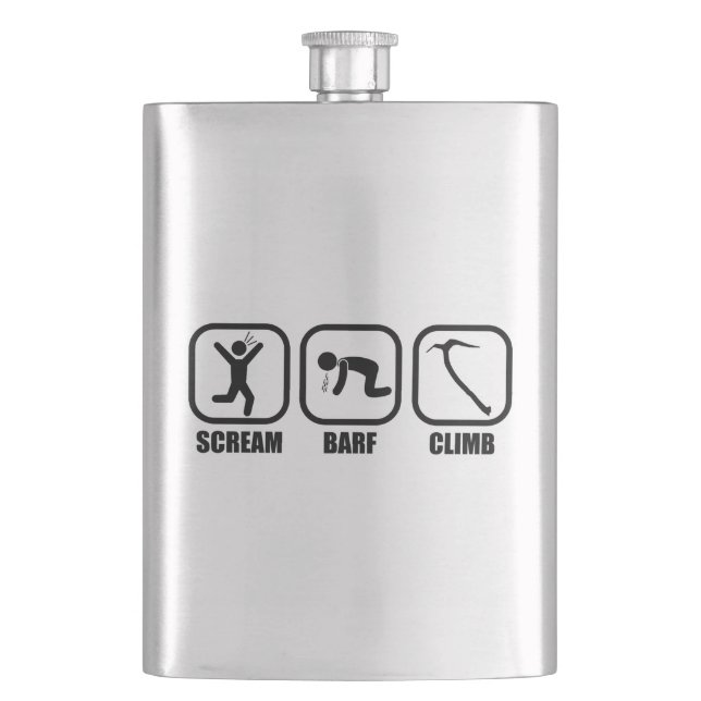 Scream Barf Climb Hip Flask (Front)