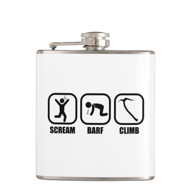 Scream Barf Climb Hip Flask (Front)