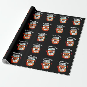 Scream-chi Funny Kimchi Puns Dark BG Wrapping Paper