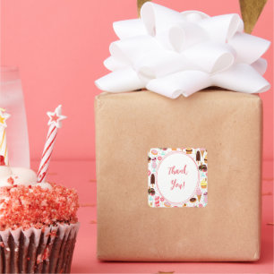 Scream for Ice Cream Girls Sweet Cute Birthday Square Sticker