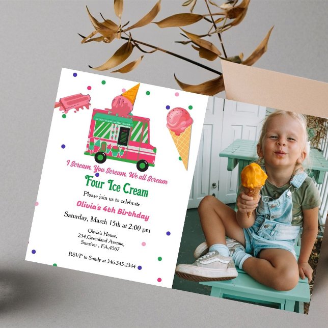 Scream four ice cream 4th Birthday party Invitation (Creator Uploaded)