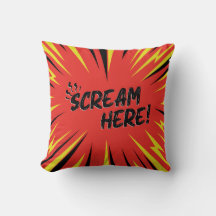 "Scream Here" Emotional Support Throw Pillow