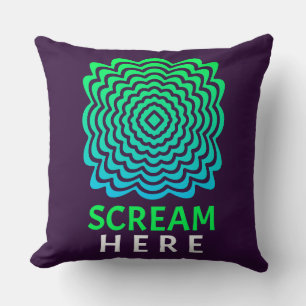 Scream Here   Green & Blue Ripple Throw Pillow