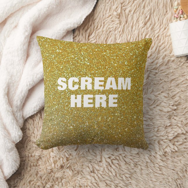 Scream Here with Gold Sparkle Cushion (Blanket)