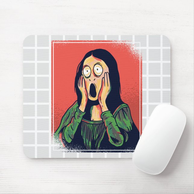 Scream Mona Lisa Parody Grid Mouse Pad (With Mouse)