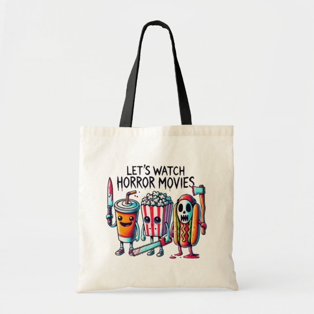 Scream Snacks & Silver Screens Tote Bag (Front)