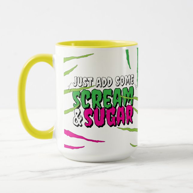 Scream & Sugar Fun Funny Zombie Scratched Mug (Left)