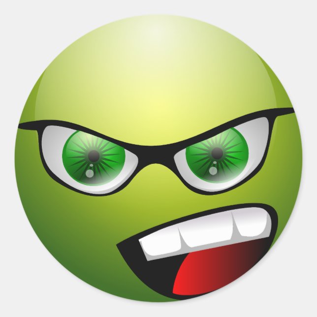 Screamin' Green Meanie Classic Round Sticker (Front)