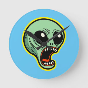Screaming Alien Round Clock