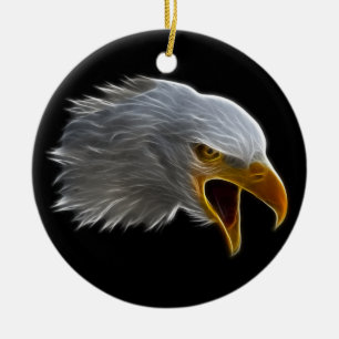 Screaming American Bald Eagle Head Ceramic Tree Decoration