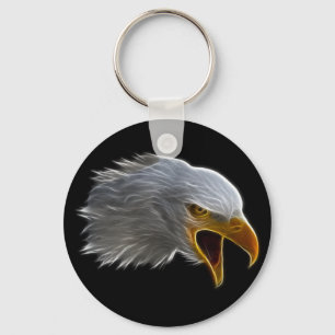 Screaming American Bald Eagle Head Key Ring