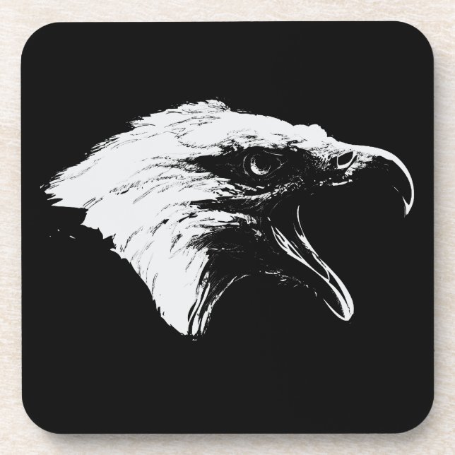 Screaming Bald Eagle in Black Pick Your Background Coaster (Front)
