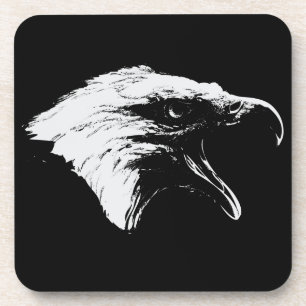 Screaming Bald Eagle in White Coaster