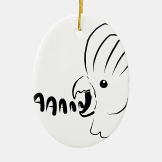 Screaming bird cockatoo birb screeching ceramic tree decoration