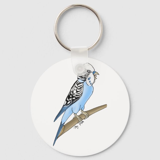Screaming Budgie Keychain (Front)