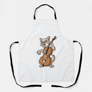 Screaming Cat Musician Playing Cello Apron