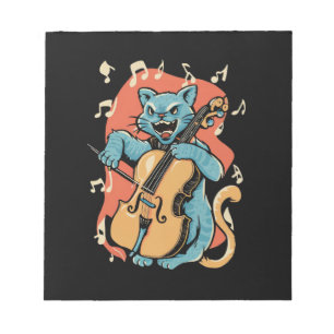 Screaming Cat Musician Playing Cello  Notepad