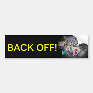 Screaming Cat Says Back off Bumper Sticker