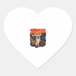 Screaming Chihuahua Dog Scream Bridge_1 Heart Sticker