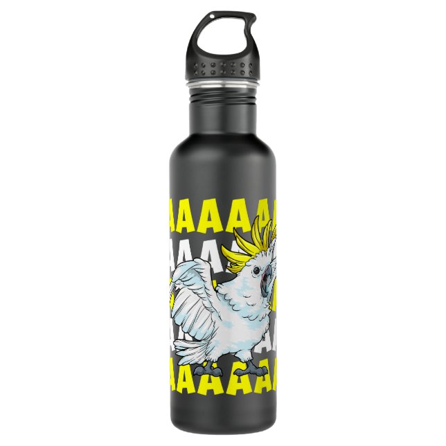 Screaming Cockatoo Umbrella Bird Meme Funny Parrot 710 Ml Water Bottle (Front)