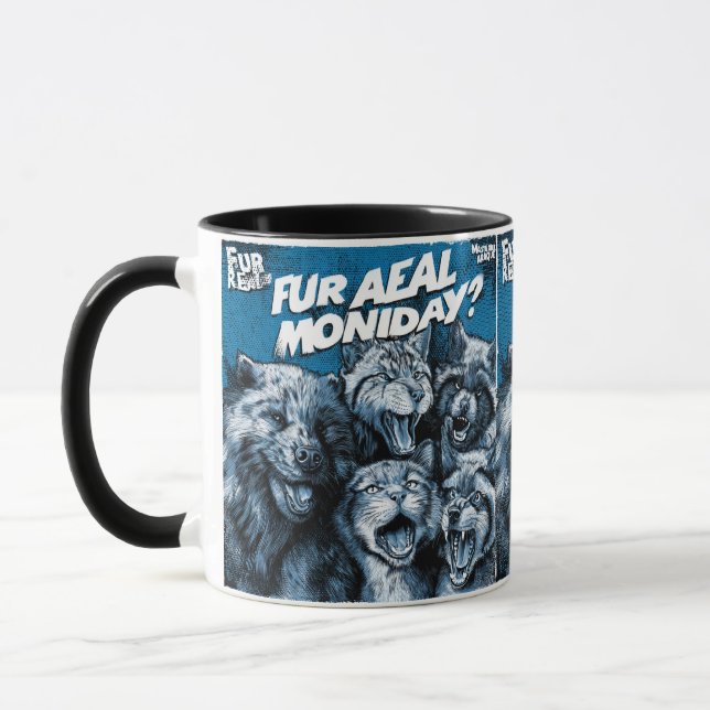 Screaming Faces in Black and White Zine Art Mug (Left)
