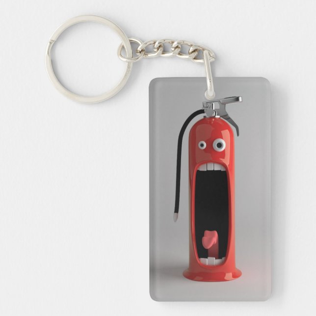 Screaming Fire Extinguisher Acrylic Keychain (Front)