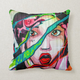 Screaming Girl Colorful Graffiti Pillow