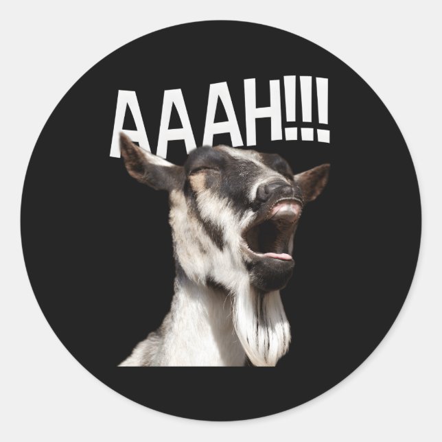 Screaming Goat Aaah Crazy Goat Classic Round Sticker (Front)