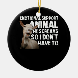 Screaming Goat Emotional Support Animal Goat Owner Ceramic Tree Decoration