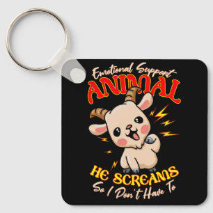 Screaming Goat Emotional Support Animal Goat Owner Key Ring