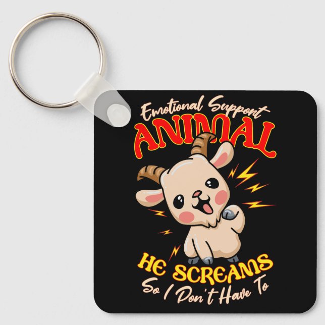 Screaming Goat Emotional Support Animal Goat Owner Key Ring (Front)