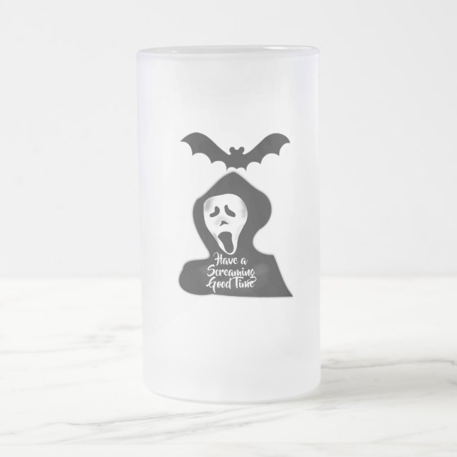 Screaming Good Time Frosted Glass Beer Mug (Center)