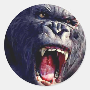 Screaming Gorilla Classic Round Sticker