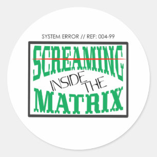 Screaming Inside Glitch Art Cyberpunk Typography Classic Round Sticker