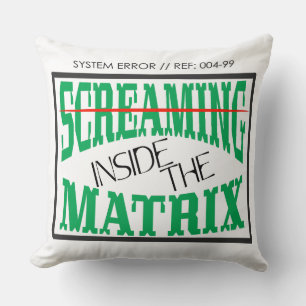 Screaming Inside Glitch Art Cyberpunk Typography Cushion