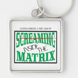 Screaming Inside Glitch Art Cyberpunk Typography Key Ring