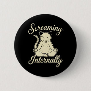 Screaming Internally Funny Meditating Yoga Opossum 6 Cm Round Badge